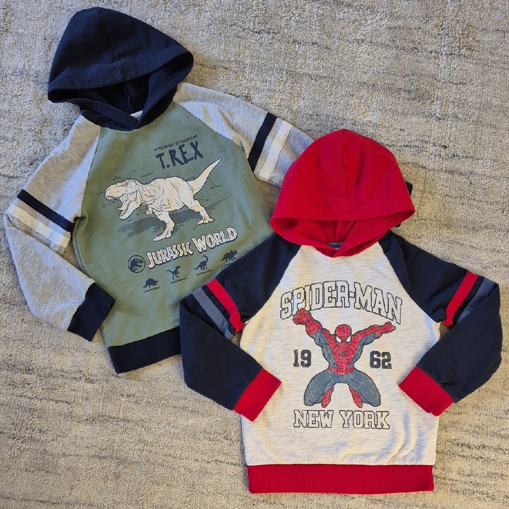 Jumping Beans Spider-Man and Jurassic World Hoodies - Red, Blue, Gray
